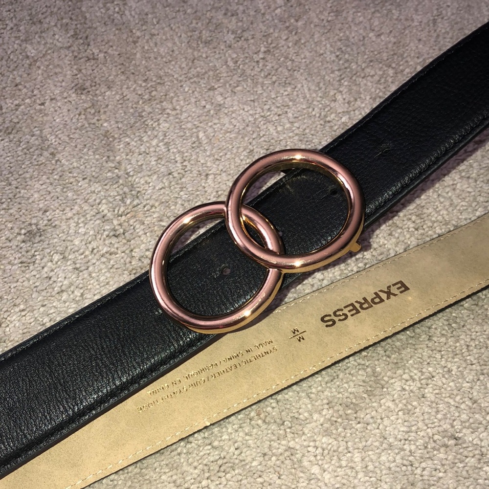 Express Synthetic leather, Black ,Gold double circle‎ buckle women’s medium